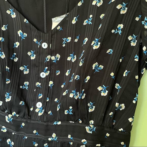 The East Order Ami Mini Floral Dress Ditsy Ruffle Black Blue Cottagecore XS - Picture 8 of 13